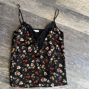 Socialite size small floral black lace tank